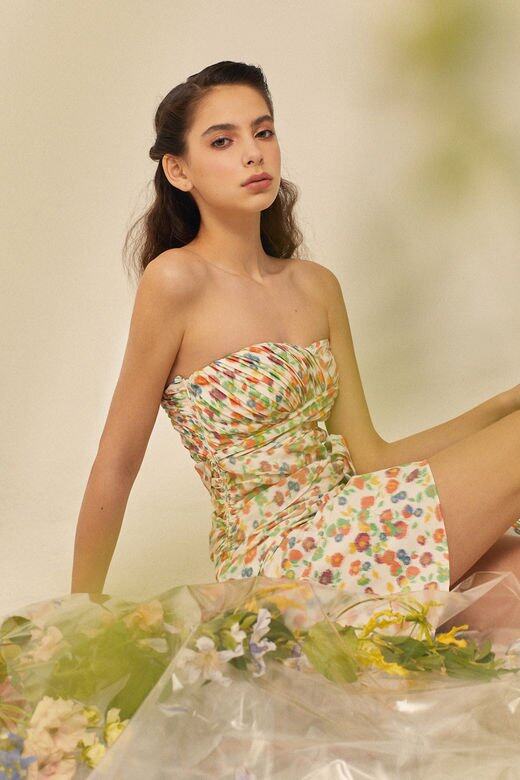 碎花露肩連身裙Tory Burch 碎花露肩連身裙Tory Burch