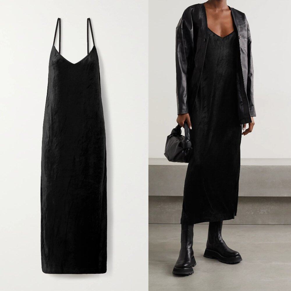 NINETY PERCENT + NET SUSTAIN Micro Modal-blend velour maxi dress NINETY PERCENT + NET SUSTAIN Micro Modal-blend velour maxi dress