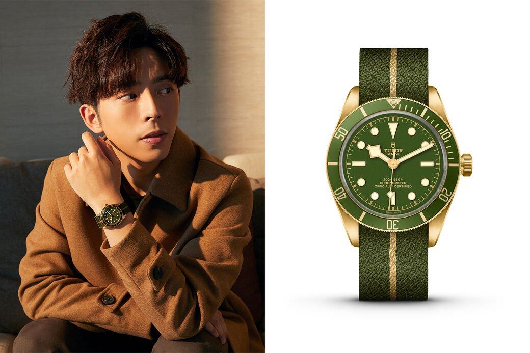 另一款Black Bay Fifty-Eight 18K採用了18ct黃金錶殼,加上磨砂啞面處理,配上綠色 另一款Black Bay Fifty-Eight 18K採用了18ct黃金錶殼,加上磨砂啞面處理,配上綠色