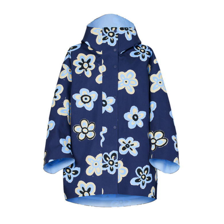 Uniqlo and Marni繭型輪廓的風褸外套，印上可愛風的花花圖案，戶外活動時穿上最
