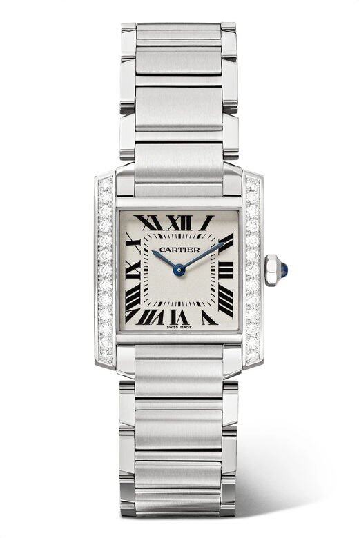 精鋼鑽石腕錶($61,000 Cartier, available at Net-a-porter.com) 精鋼鑽石腕錶($61,000 Cartier, available at Net-a-porter.com)