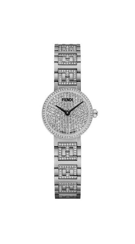 FendiForever Fendi Limited Edition奢華錶款採用19毫米18K黃金或玫瑰金錶殼搭配飾以微凹FF