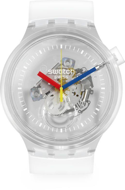 Swatch HK$ 880Swatch全新Big Bold系列腕錶，採用透明設計點綴錶盤、錶帶，甚至是整個腕