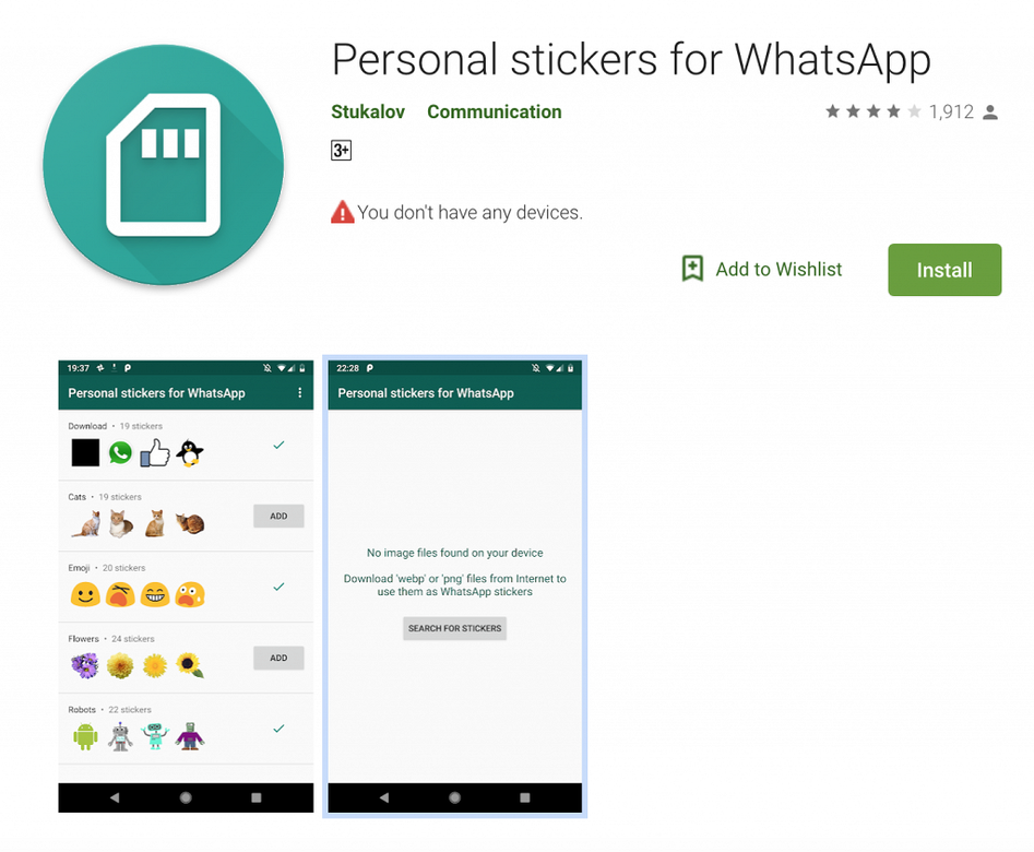 此外,如果想自訂更多的Whatsapp sticker,可以下載「Personal Stickers for WhatsApp」,就連你自己都可有專屬 此外,如果想自訂更多的Whatsapp sticker,可以下載「Personal Stickers for WhatsApp」,就連你自己都可有專屬