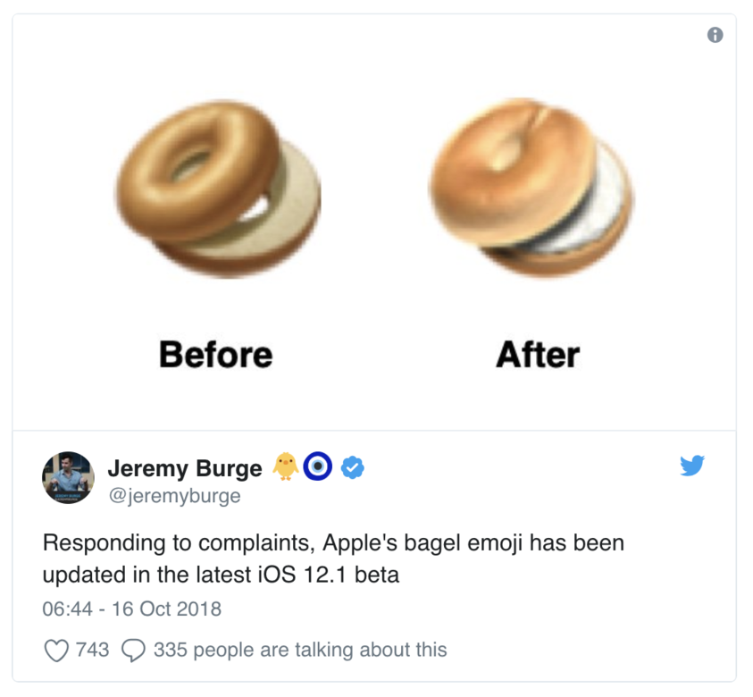 Bagel emoji在最初版本及表後曾引起一些爭議,因為許多人認為這個bagel平平無 Bagel emoji在最初版本及表後曾引起一些爭議,因為許多人認為這個bagel平平無
