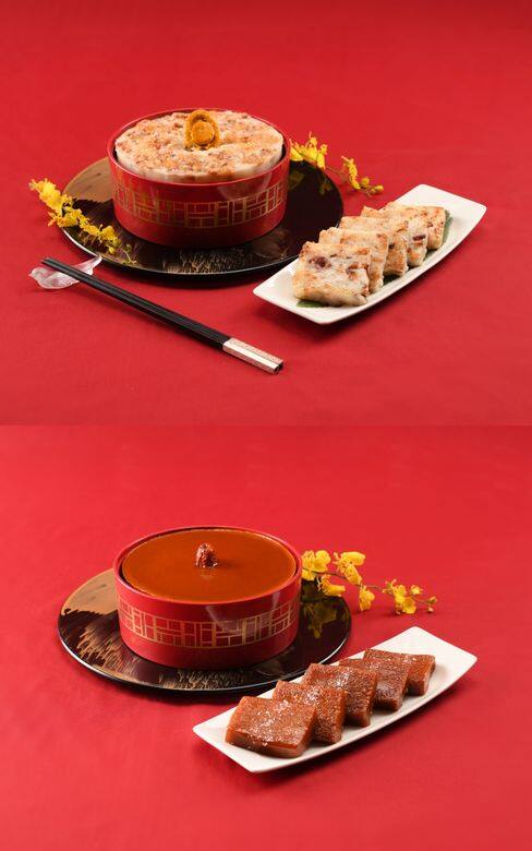 明閣富貴椰汁年糕($268)及鮑魚瑤柱臘味蘿蔔糕($328) 明閣富貴椰汁年糕($268)及鮑魚瑤柱臘味蘿蔔糕($328)