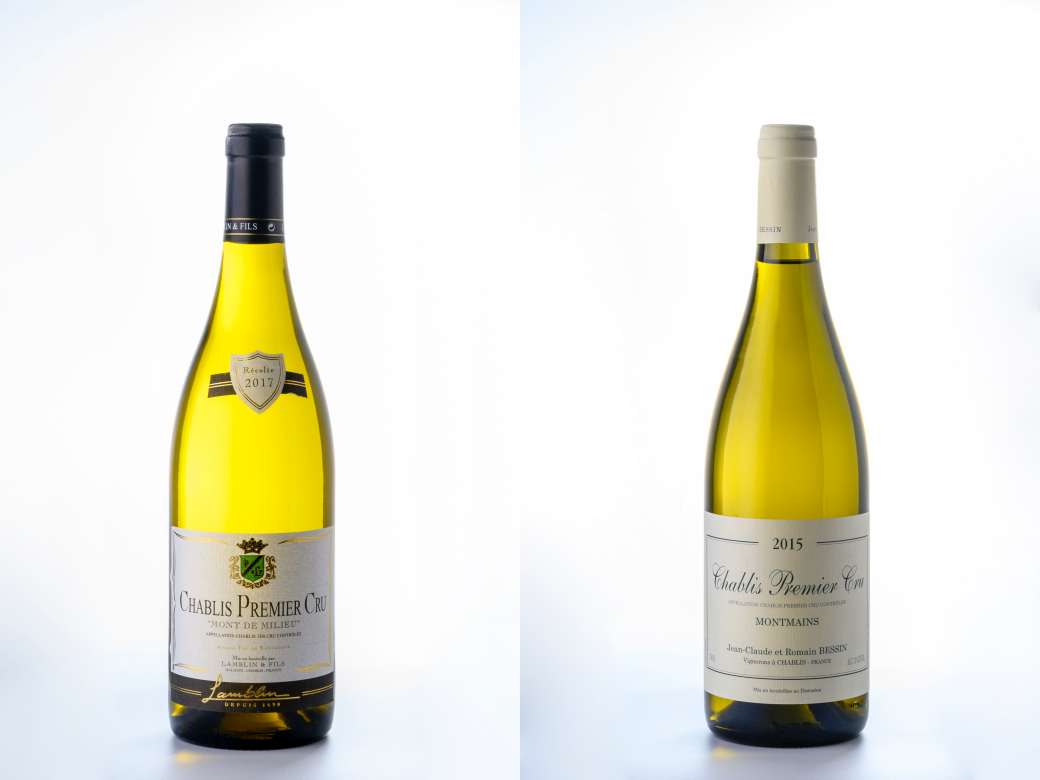 沙比利一級園葡萄酒,酒品有「Chablis Premier Cru, Mont de Milieu, 2017, LAMBLIN & Fils」及「Chablis Premier Cru, Montmains, 2015, Domaine Jean-Claude 沙比利一級園葡萄酒,酒品有「Chablis Premier Cru, Mont de Milieu, 2017, LAMBLIN & Fils」及「Chablis Premier Cru, Montmains, 2015, Domaine Jean-Claude