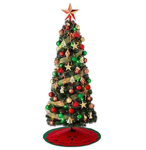 150cm 綠色聖誕樹連裝飾套裝 （*套裝包含：聖誕樹、燈泡、樹頂星星、精緻掛飾及樹裙毯子）