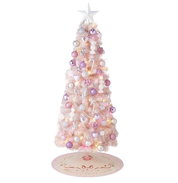 150cm粉紅色聖誕樹連裝飾套裝 （*套裝包含：聖誕樹、燈泡、樹頂星星、精緻掛飾及樹裙毯子）