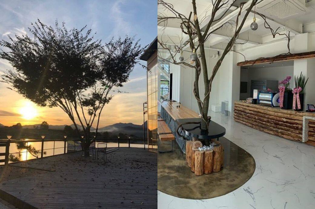 Cafe共有兩層高,建於湖畔旁 Cafe共有兩層高,建於湖畔旁