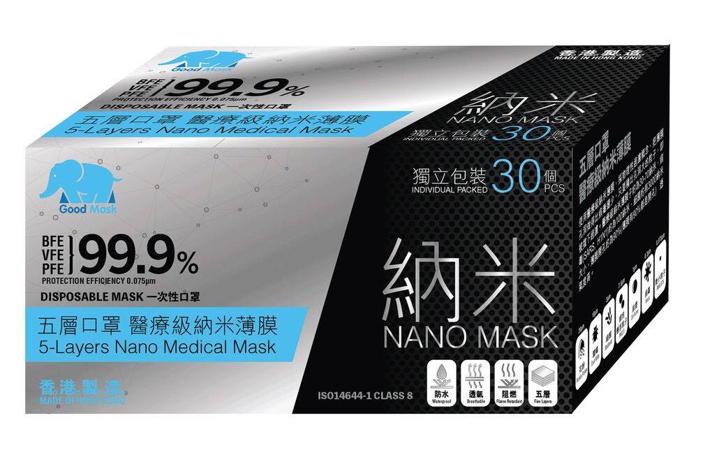 Good Mask推出的納米醫療防護薄膜口罩防護功能高，除了有靜電，還屬於物理