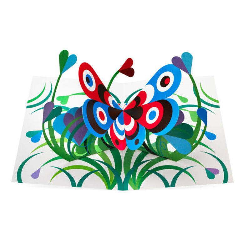 另一款MoMA Design Store的心意卡，一打開，紙藝蝴蝶從花間展翅飛翔，十分精美，美中