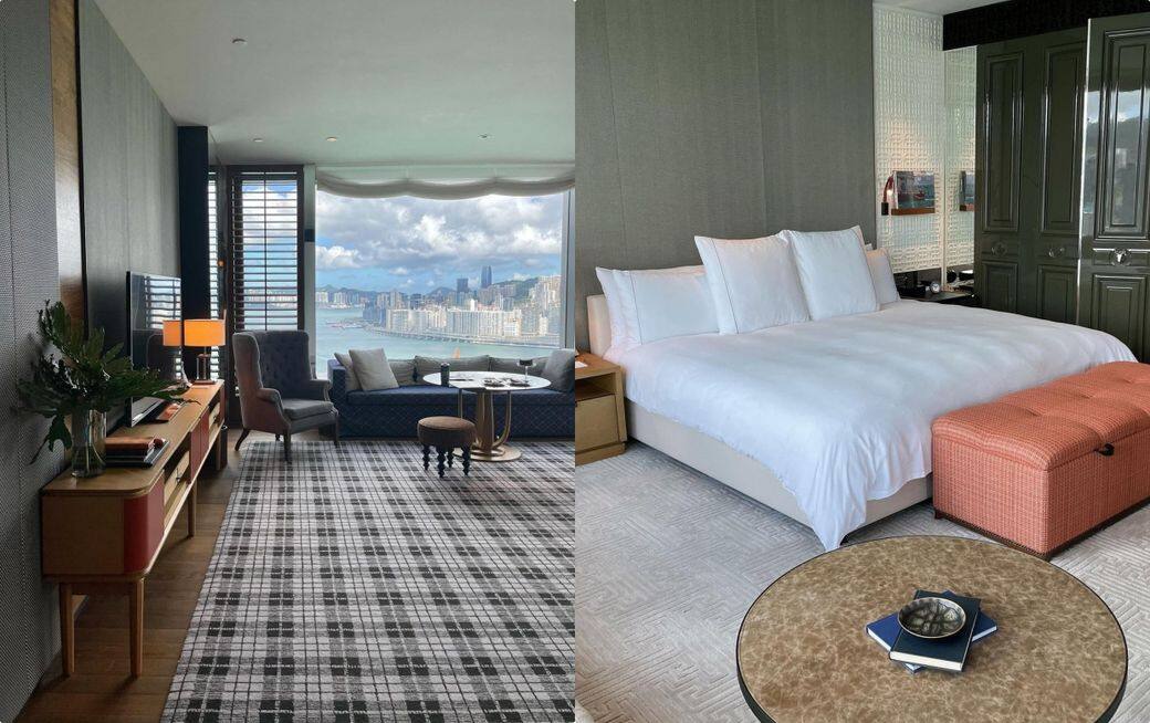 香港瑰麗酒店的123平方米海景套房飽覽銅鑼灣和灣仔一帶的遼闊海景