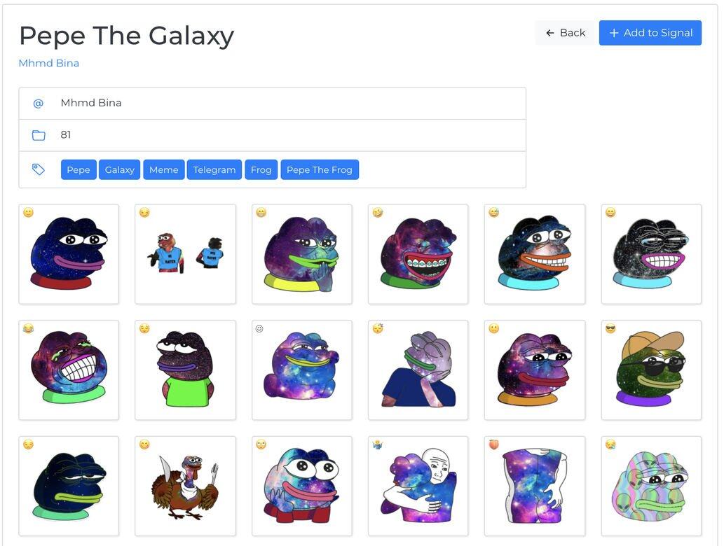 Pepe人氣衝出宇宙，這款Pepe The Galaxy Signal Sticker絕對顯示出Pepe在宇宙的地位，一套共81