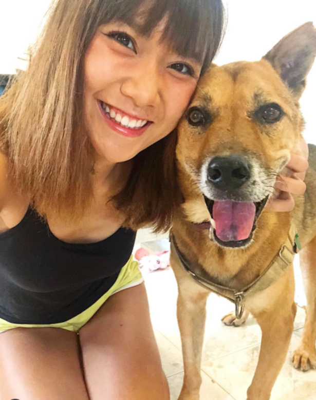 Roseann與暫託的10歲唐狗Kipper Roseann與暫託的10歲唐狗Kipper