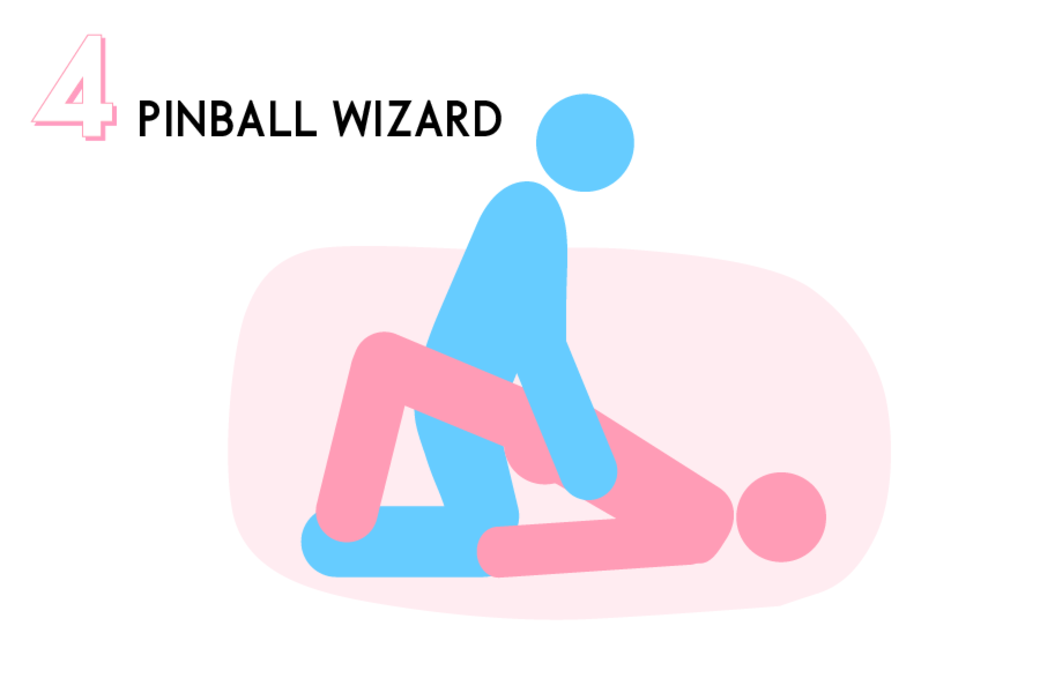 性愛體位4：Pinball Wizard女方先躺在床墊上，然後讓侶伴將你的臀部抬高，就像做