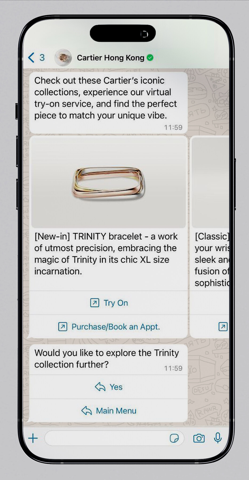 Cartier貼心網上購物體驗! 透過WhatsApp與AR虛擬試戴探索卡地亞Trinity系列新作 Cartier貼心網上購物體驗! 透過WhatsApp與AR虛擬試戴探索卡地亞Trinity系列新作
