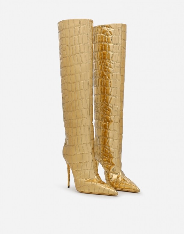 2023春夏金色鞋款： Dolce & Gabbana金色長靴