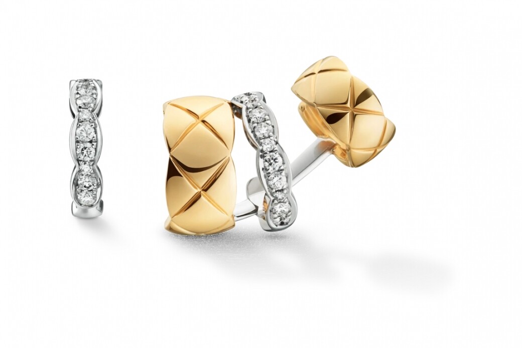 時尚與個性的耳環：Chanel Coco Crush 18K白金及黃金鑽石耳環