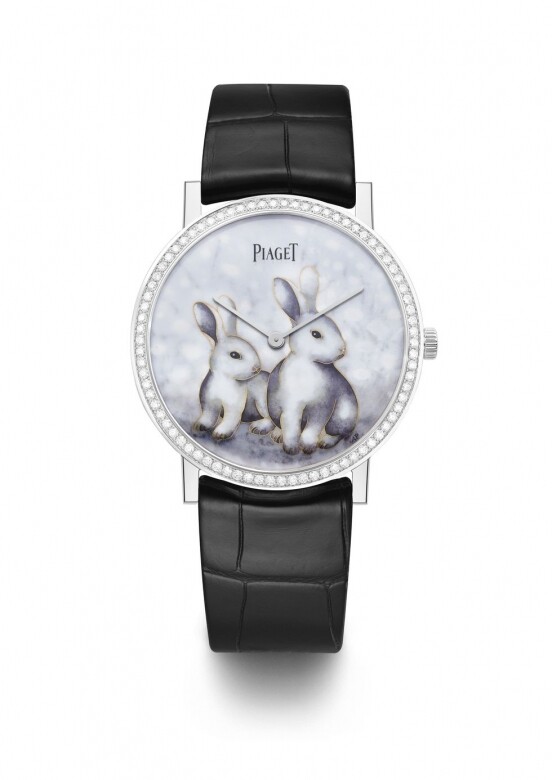 Altiplano系列兔年生肖掐絲琺瑯工藝錶盤超薄手動上鍊腕錶
