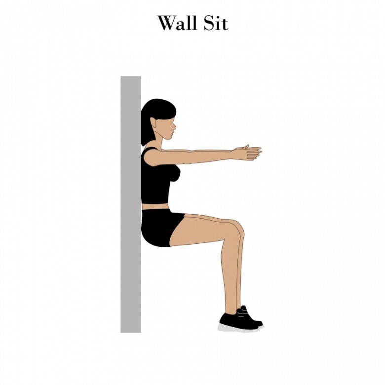 找一幅穩固的牆，然後背靠牆，雙腳分開與肩同寬，並往前踏約1-半步，然後
