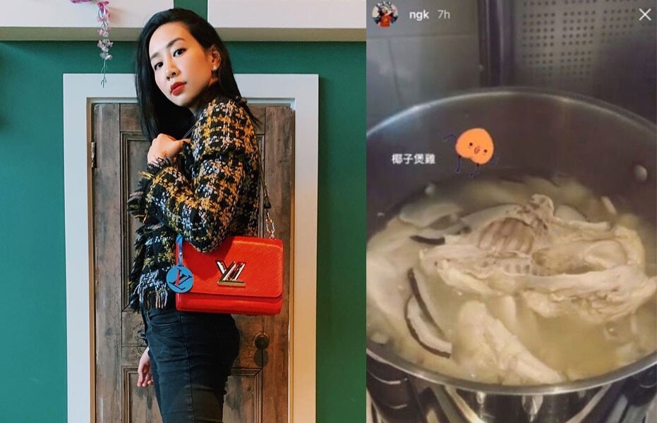 吳雨霏早前在 Instagram 上載短片，片中的她正在煮拿手的椰子煲雞湯