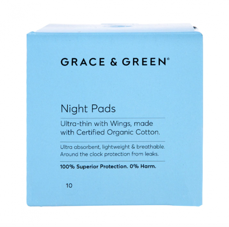 NIGHT PADS 有機棉衛生巾（$48 GRACE AND GREEN）
