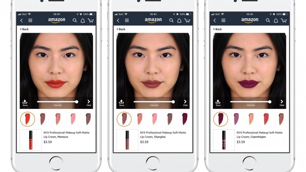 Amazon 網站也在最近正式導入AR 試色技術，不只是唇膏，就連底妝產品也適合