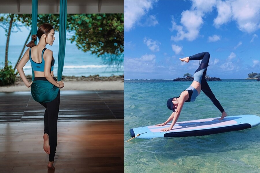 李施嬅不時分享做運動的心得，她更勇於嘗試不同的瑜伽運動，當中包括