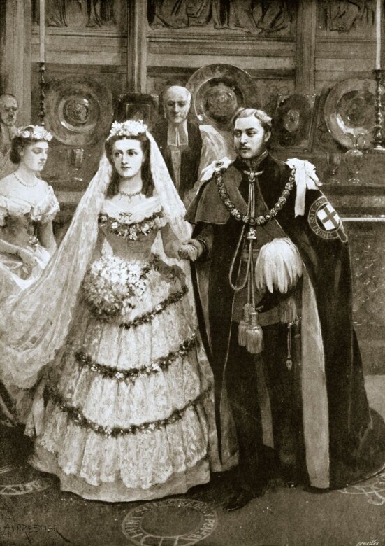 在威爾斯親王愛德華七世King Edward VII與丹麥亞歷山德拉公主Princess Alexandra of Denmark於1863