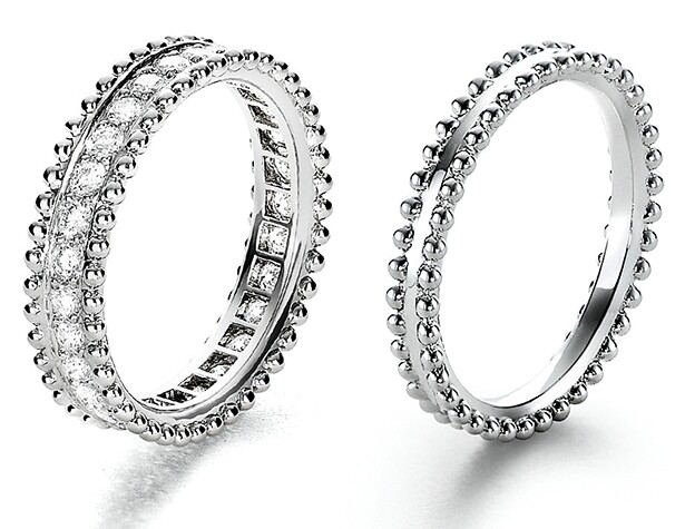 結婚對戒推介：鑽石鉑金指環 ($64,000 Van Cleef & Arpels)鉑金指環 ($18,700 Van Cleef & Arpels)