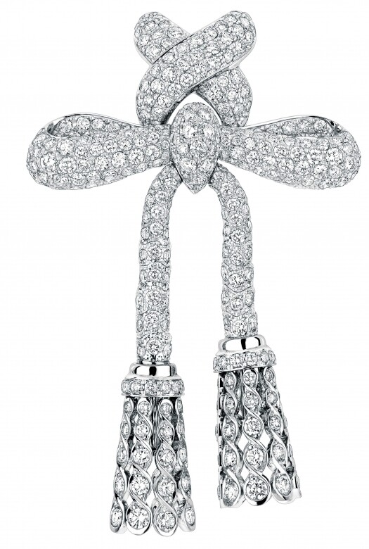 Dior Joaillerie 蝴蝶結造型鑽石18K白金胸針