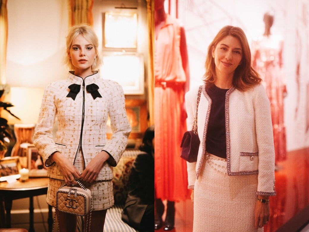 Lucy Boynton(左)和 Sofia Coppola都是穿白色tweed jacket，你又覺得誰穿得好看一些呢？