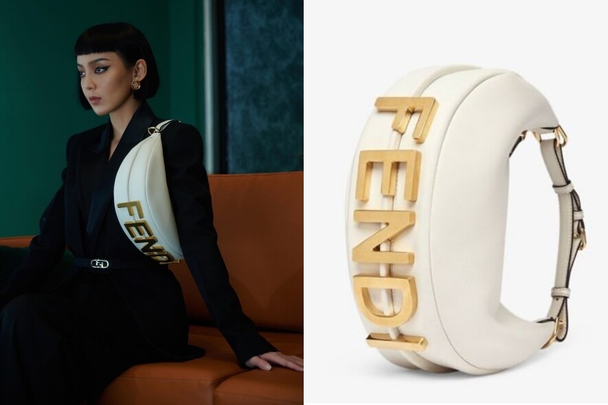 Fendi Fendigraphy半月形hobo bag可謂是最近熱賣袋款，換上由Karl Lagerfeld於1965年設計的標誌性
