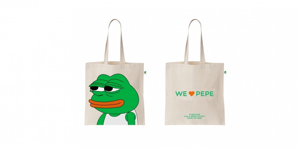Pepe帆布手挽袋袋面印有穿著白色背心的古惑Pepe，搞怪的個性是粉絲們的