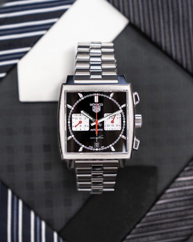 這款計時錶款式取材自1970年代型號，除了融入Monaco（摩納哥）系列的傳統色調