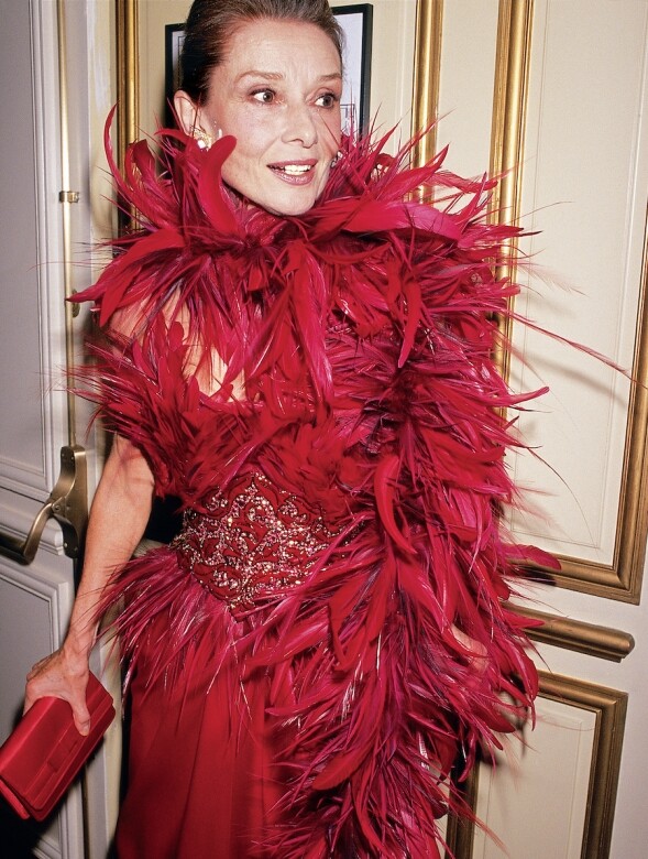 1988年，她獲得了終身成就獎，身上穿的紅色Givenchy羽毛裙被記綠在《紅地毯》書中。