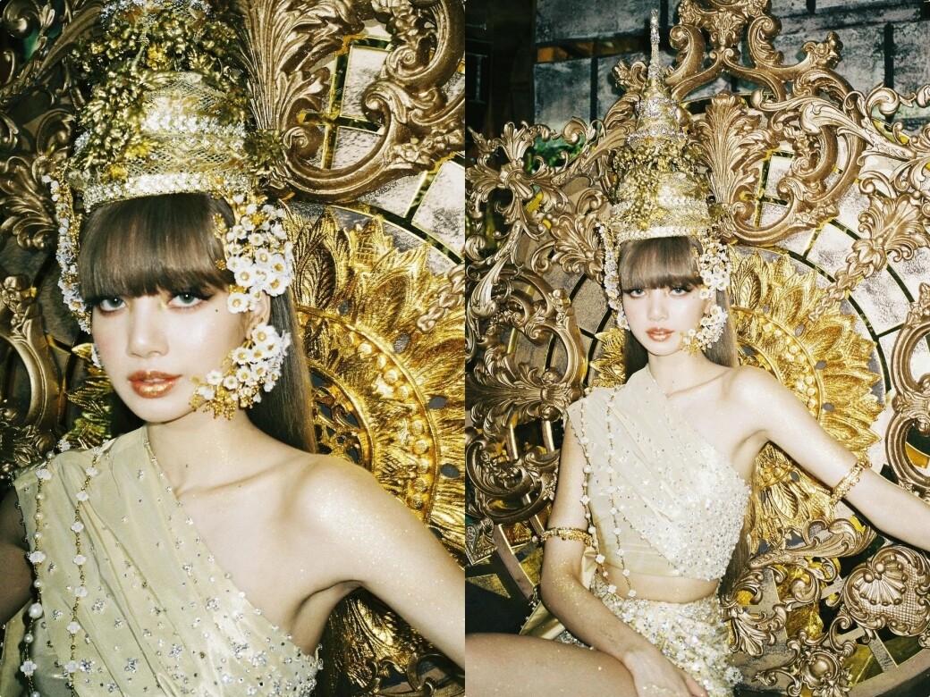 身為泰國人的Lisa在MV中亦呈現了不少泰國元素，這套金光燦燦的服裝令