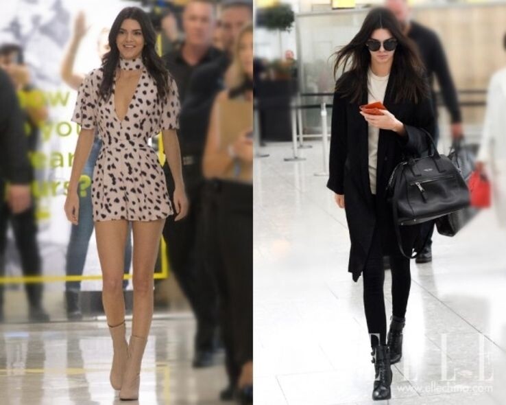 聰明又有心機配搭的Kendall Jenner，一直堅持著穿同色短靴。看！完全沒被「斬腿」吧？