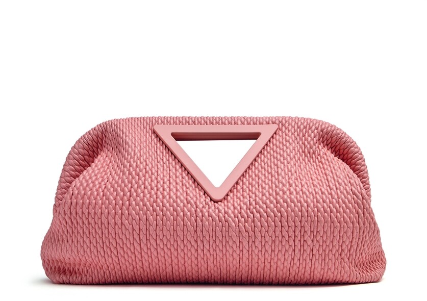 甜美可人的粉紅色調手袋，可作手挽袋，同時又是clutch，一袋兩用，型格又甜美