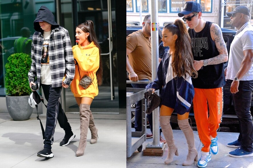 輕便的連帽衛衣是年輕人常穿的單品，Ariana Grande愛以bottom失蹤的穿搭示人，腳踏