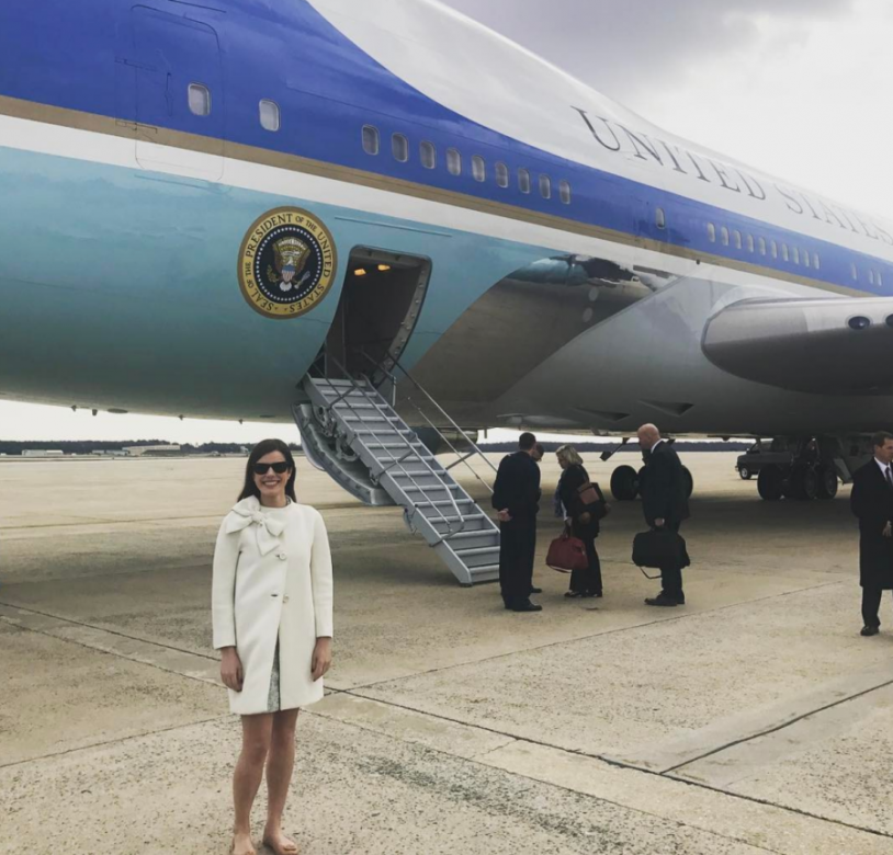 作為美國總統特朗普的特別助理，Madeleine更有機會乘坐總統專屬的空軍一號