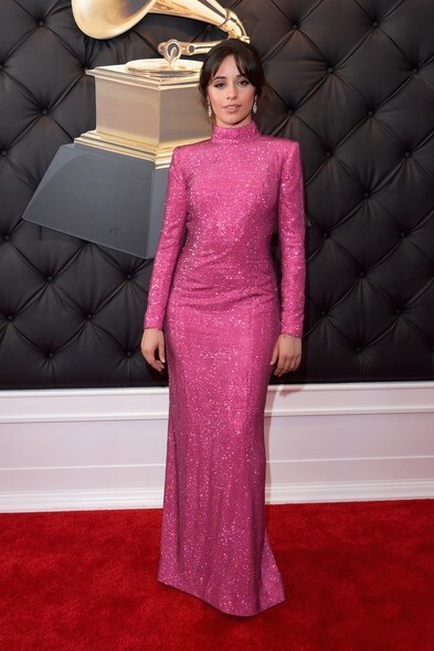 Camila Cabello以一襲粉紅色Armani Prive長禮服，貼身剪裁毫不曝露，卻散發出性感魅力。