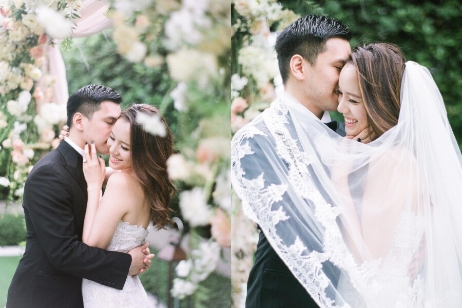 湛琪清跟未婚夫在香港拍的婚紗照，較著重帶出一個對新人甜蜜溫馨的