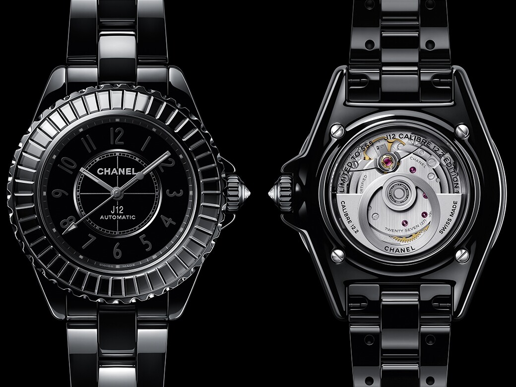 而黑色版J12 Caliber 12.2 Edition 1手錶以黑色耐磨陶瓷塑造而成，採用的材質和