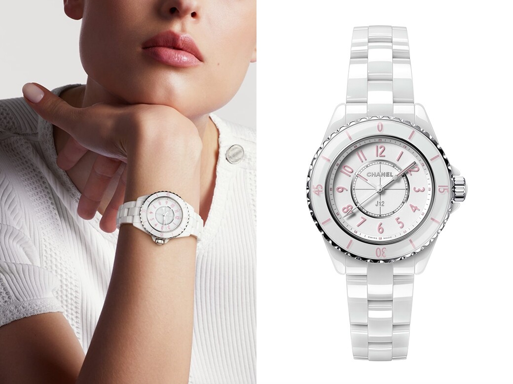 除以上兩款外，較早前CHANEL也有推出一枚限量款式 ── J12 Pink Blush手錶，白與粉紅