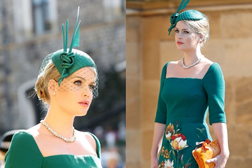 2018年Kitty Spencer一身綠色禮服參加哈利王子婚禮，成為當日除了女主角梅根外