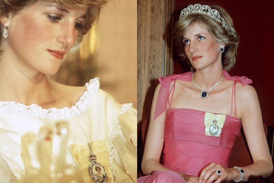 有時候在正式場合上，你會看見戴安娜王妃會用上胸口針點綴當晚的造