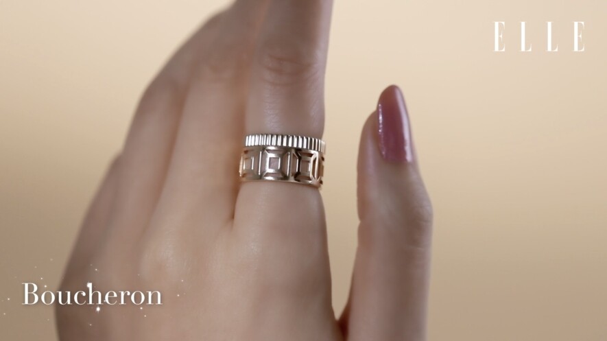 Boucheron經典Quatre系列指環是不少粉絲的收藏，這款通花款式的黃金指環百搭又