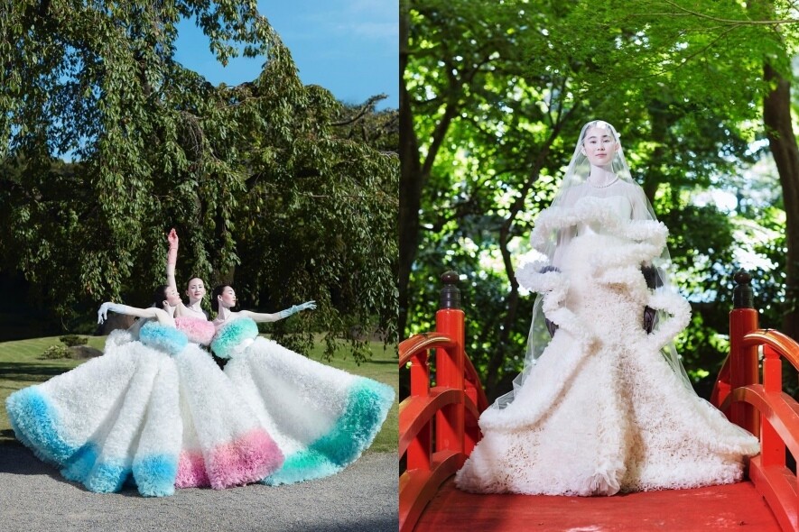 以日本傳統婚禮和服作靈感設計了一系列婚紗，更為此系列拍攝了一輯